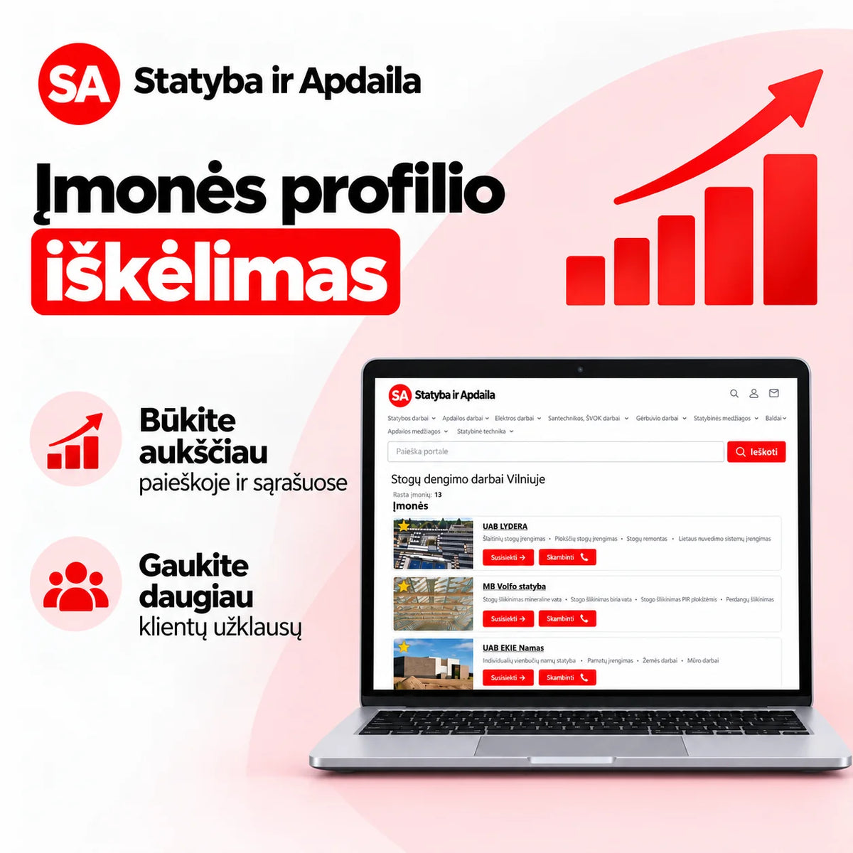 Įmonės profilio iškėlimas (1 metams)